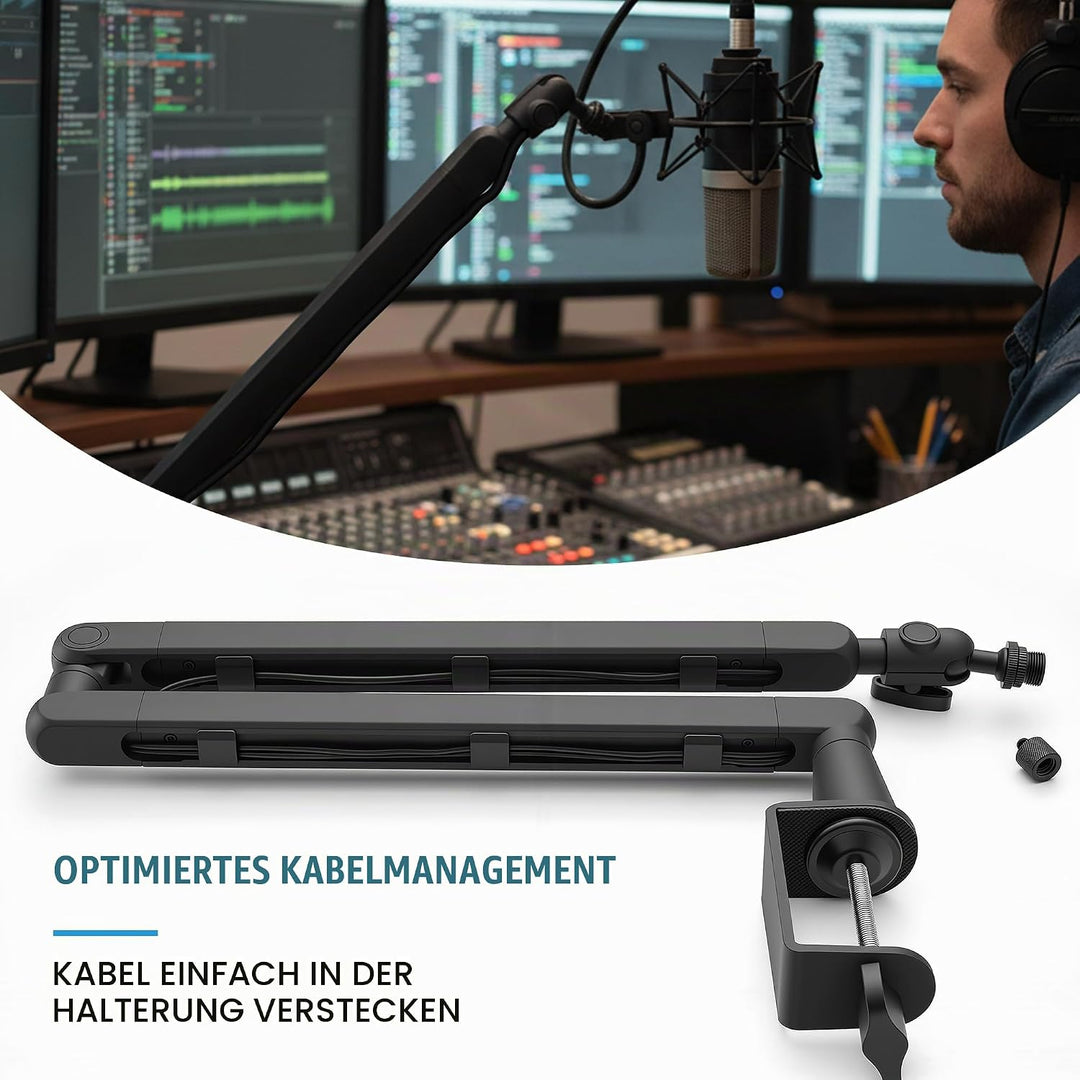uyoyous Mikrofon Arm Verstellbarer 360° Aluminium Mikrofonständer für 3/8" 5/8" Adapte Mikrofon Halt