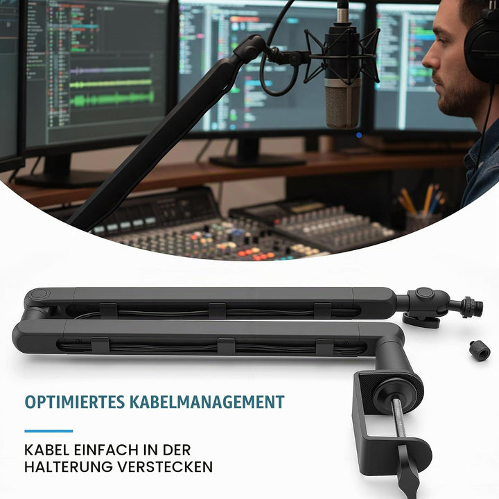 uyoyous Mikrofon Arm Verstellbarer 360° Aluminium Mikrofonständer für 3/8" 5/8" Adapte Mikrofon Halt
