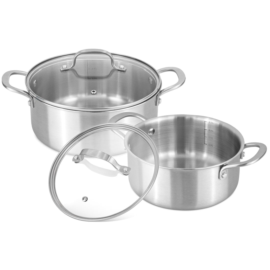 Edelstahl Kasserolle mit Deckel – Induktionskochfeld Kochtöpfe Set – Antihaft-Dutch Oven – 20 cm & 2