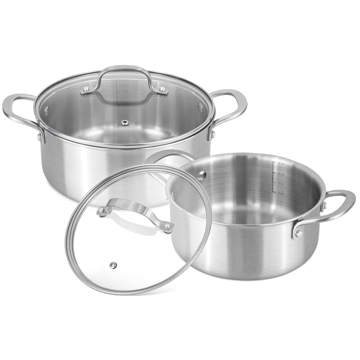 Edelstahl Kasserolle mit Deckel – Induktionskochfeld Kochtöpfe Set – Antihaft-Dutch Oven – 20 cm & 2