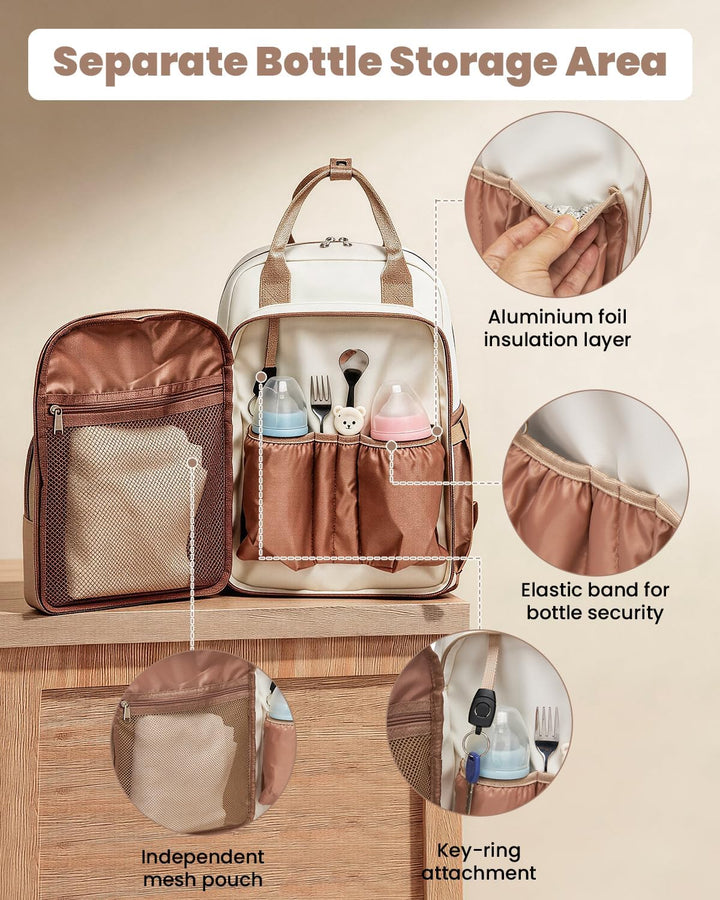 Miss Lulu Baby Wickelrucksack Gross Reiserucksack für Mama und Papa mit Kinderwagengurte Isolierter
