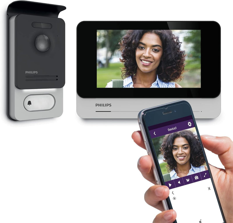 PHILIPS WelcomeEye Connect 2, smarte Video-Türsprechanlage, mit Kamera, 7 Zoll Touch-Monitor, Smartp