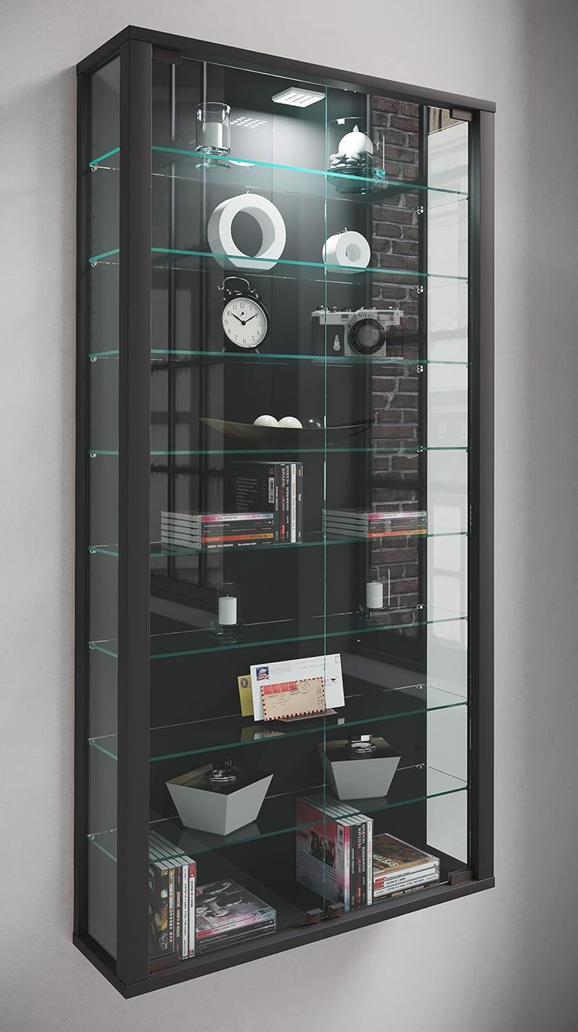 VCM Glasvitrine hängend | Vitrine Glas mit ESG-Sicherheitsglas | Masse: H. 114 x B. 59 x T. 18 cm |