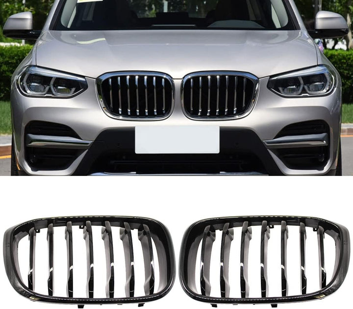 HZTWFC Auto Fronthaube Nierengitter glänzend schwarz einzelne Lamelle für BMW X3 X4 G01 G02 2018 201