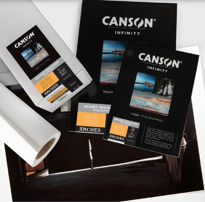 Canson Infinity BFK Rives 100% Textur, 310 g, Box A4, 25 Stück, reinweiss