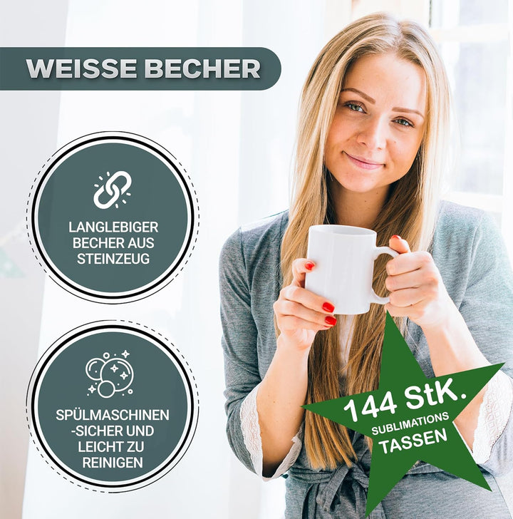 Acen Merchandise Sublimationstassen ohne Druck aus hochwertiger | Keramik inzeln oder im Set | Subli
