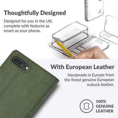 Snakehive iPhone 7 Plus Handy Schutzhülle/Klapphülle echt Lederhülle mit Standfunktion, Handmade in