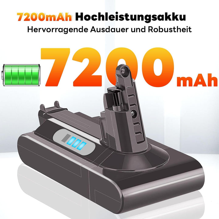 50 Minuten Laufzeit Akku kompatibel mit Dyson V10, SV12, Ersatzakku für V10 Absolute Animal Motorhea