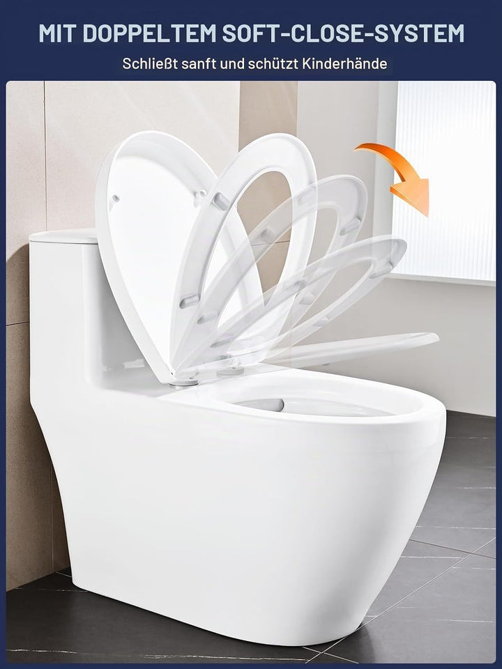 YEAUPE PRO Toilettendeckel mit Absenkautomatik O-Form– WC Sitz aus hochwertigem PP mit Schnellversch
