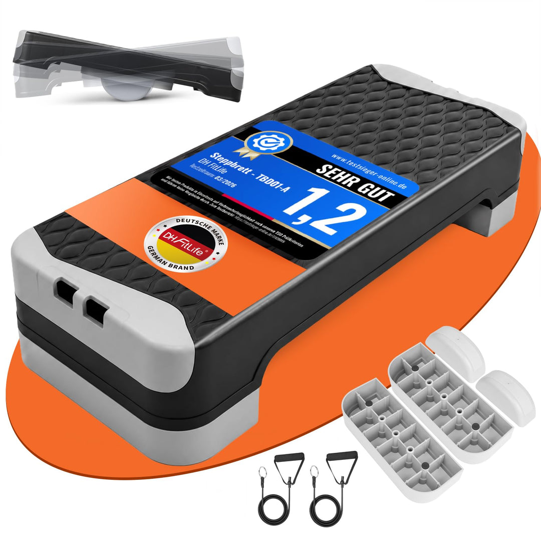 DH FitLife Stepper Für Zuhause | Verstellbares Steppbrett 10/15 cm | Aerobic Stepbenches & Step Up B