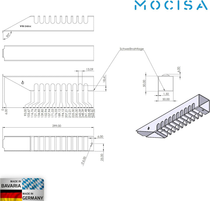 mocisa Universal Auflageleisten für Feuerplatte | Grillplatte | Plancha | Grösse einstellbar | Absta