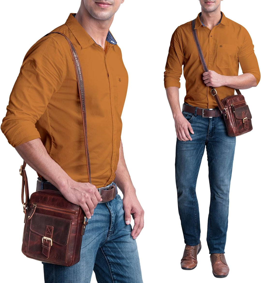 ROYALZ 'Knoxville' kleine Ledertasche Herren Vintage Männer Umhängetasche Mini Messenger Bag Schulte