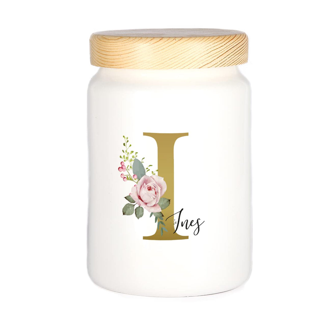Herz & Heim® Keksdose personalisiert mit Ihrem Wunschnamen zu Weihnachten für Ihre Plätzchen (Rosen)