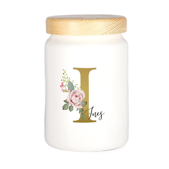 Herz & Heim® Keksdose personalisiert mit Ihrem Wunschnamen zu Weihnachten für Ihre Plätzchen (Rosen)