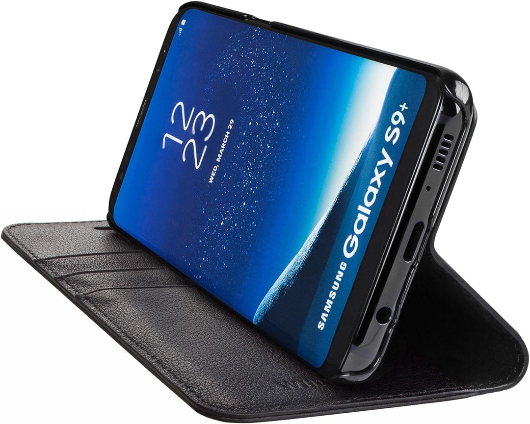 WIIUKA Echt Ledertasche -TRAVEL Away- für Samsung Galaxy S9+ Plus, mit Vier Kartenfächern, extra Dün