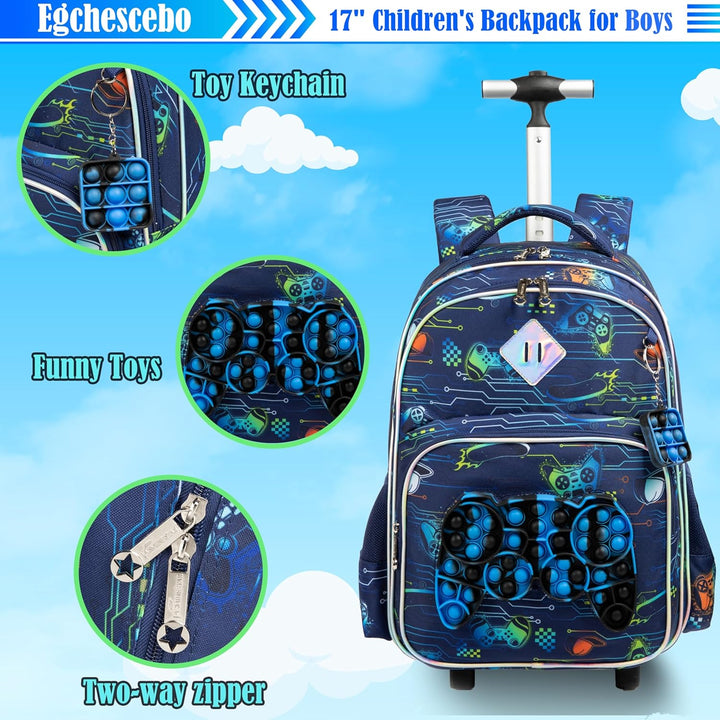 Kinder Rolling Gamepad Rucksack für Jungen Gepäck Koffer mit Rädern Trolley gerollt POP Roller Rucks