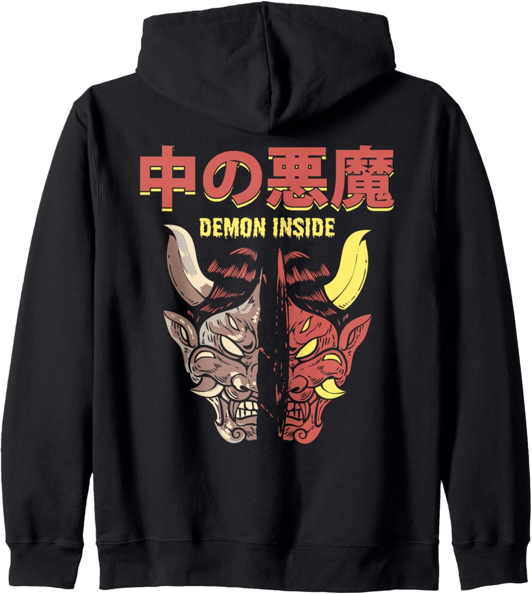Demon Inside Japanische Oni Maske Dämon Maske Teufelsgesicht Kapuzenjacke