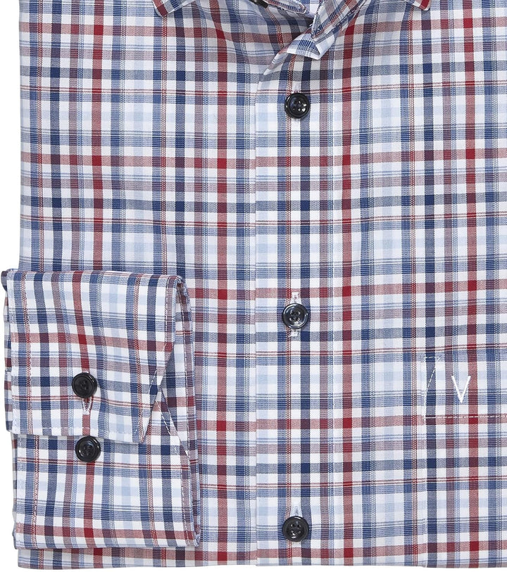 Marvelis Herren Businesshemd Langarm 708214,Kariert,Comfort fit,Button-Down-Kragen 41 Rot 35, 41 Rot