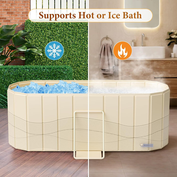 Tragbare Badewanne für Erwachsene 150 x 55 x 50 cm,badewanne faltbar erwachsene mit 2 Ablauflöchern,