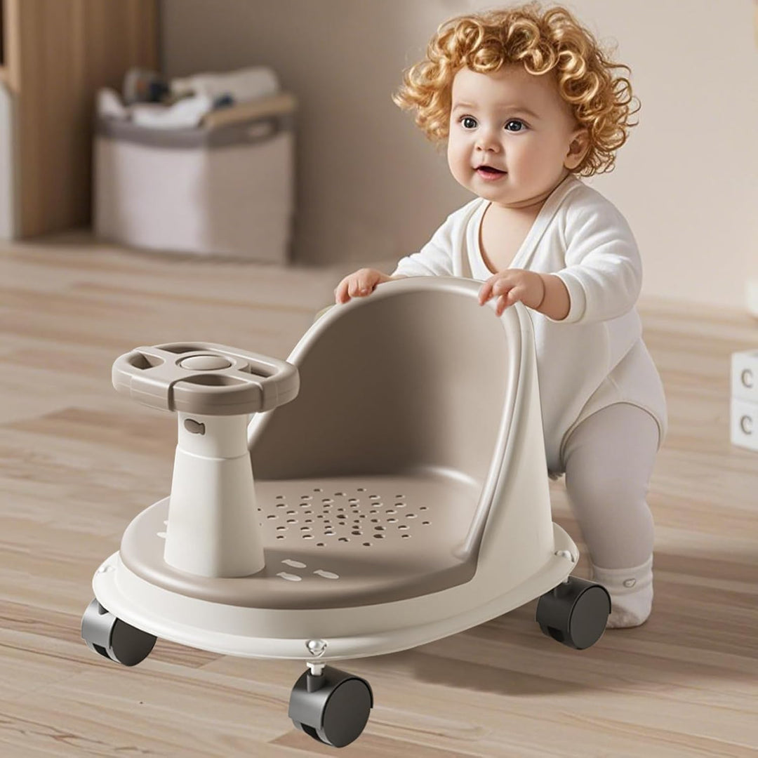 Baby Bade Sitz, Rutschfester Badewannensitz Für Babys, Mit Lenkrad Und Rädern, Baby Badesitz Ab 6 Mo
