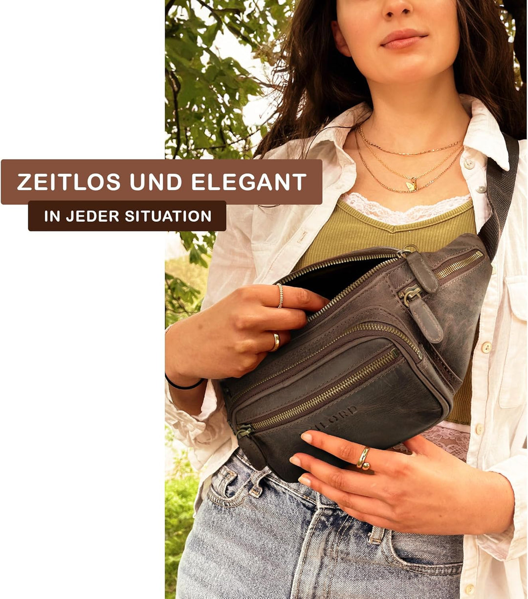 STILORD 'Caspar' Gürteltasche Leder Gross Vintage Bauchtasche für Herren Damen Kinder Hüfttasche Mod