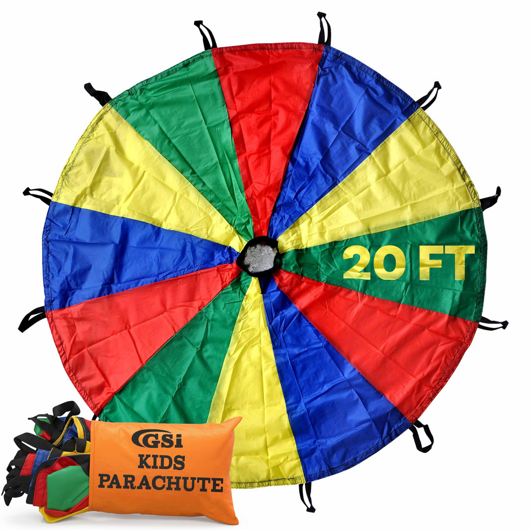 GSI Kids Play Parachute Rainbow Parachute Toy Tent Game for Children Gymnastics Cooperative Play and