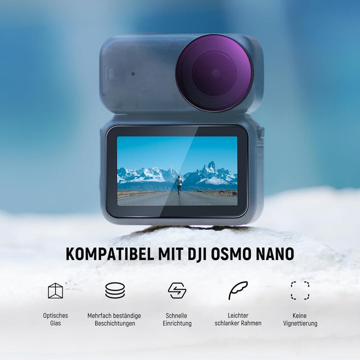 NEEWER ND Filter Set Kompatibel mit DJI Osmo Nano (ND8/16/32), 3er Pack, aufschraubbarer Graufilter