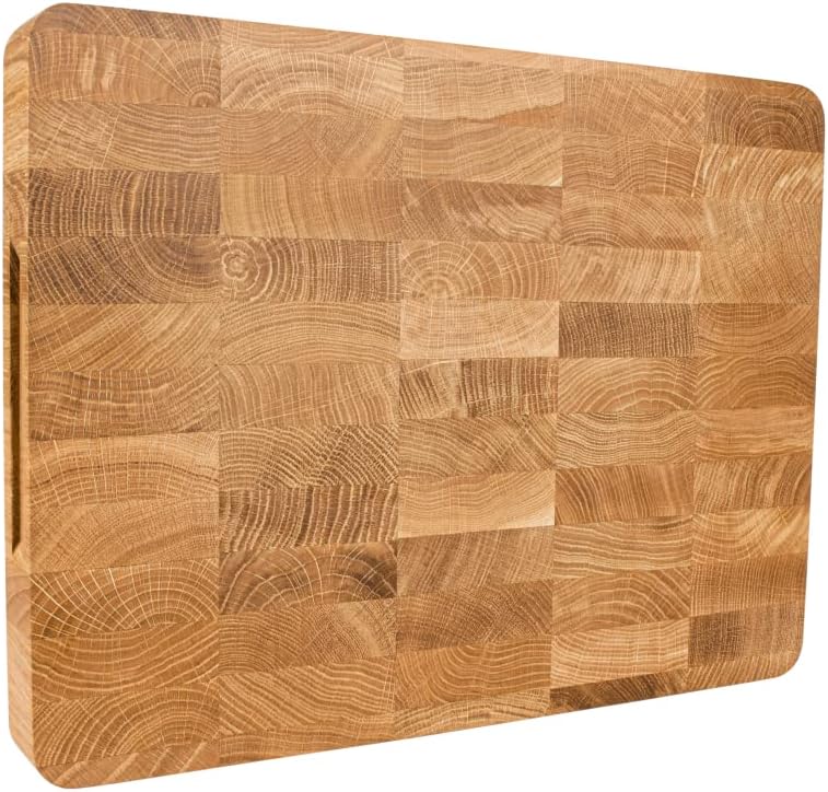 EFO Schneidebrett Holz 40x30x4 cm | Stirnholz Küchenbrett aus Eiche –messerschonend und langlebig |