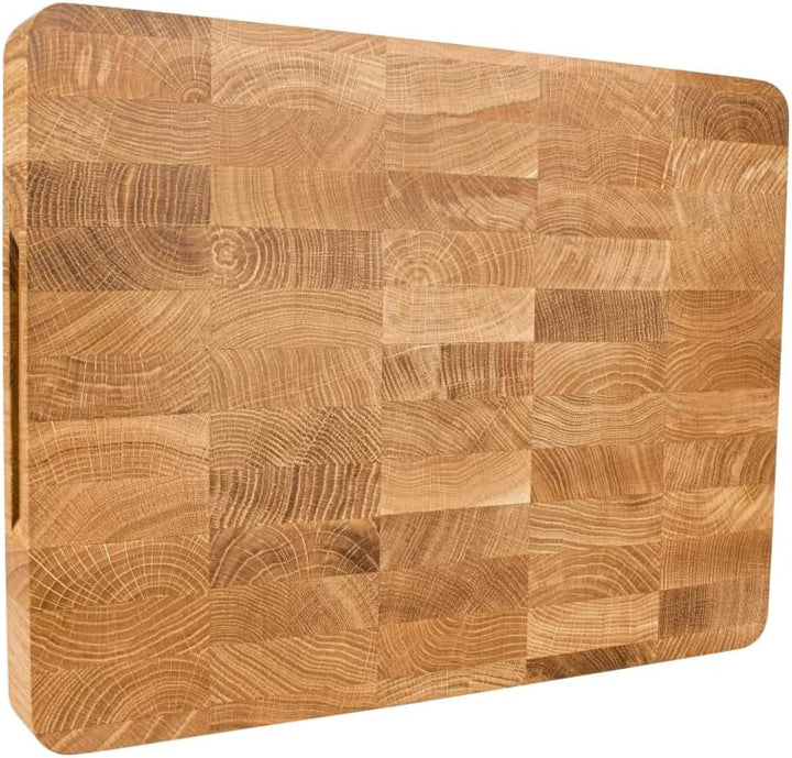 EFO Schneidebrett Holz 40x30x4 cm | Stirnholz Küchenbrett aus Eiche –messerschonend und langlebig |