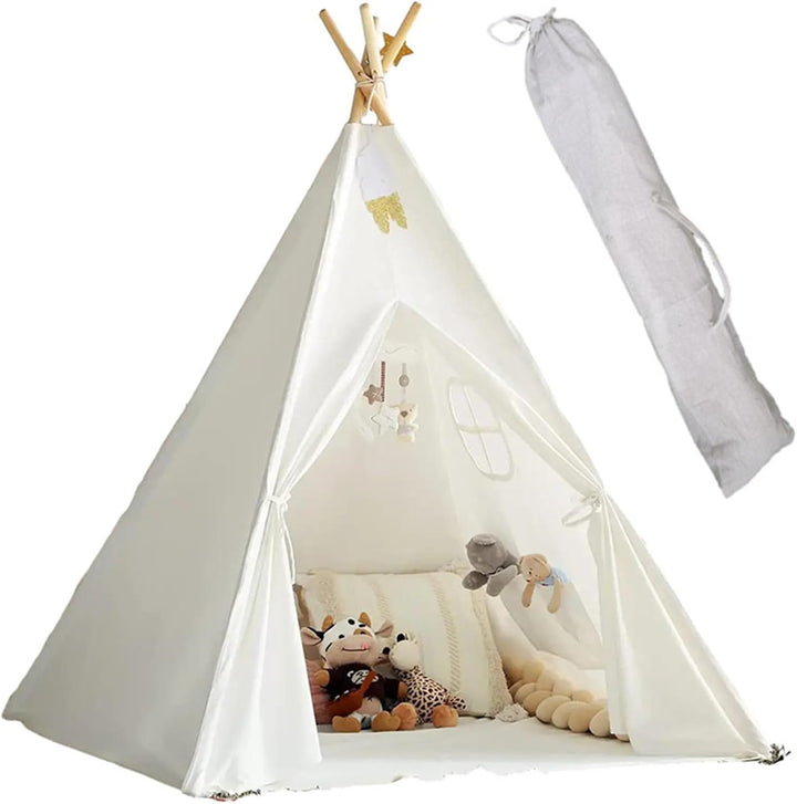 Lifemaison Kindertipi Spielzelt Polyester 120x120x130cm,Kinderzelt weiss Kindertipi im Montessori-St