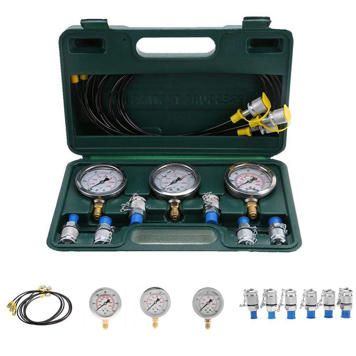 Hydraulikdruckmanometer-Kit, Hydraulikdruckprüfsatz mit 6 Kupplungen und 3 Gauge Kupplungen Langlebi