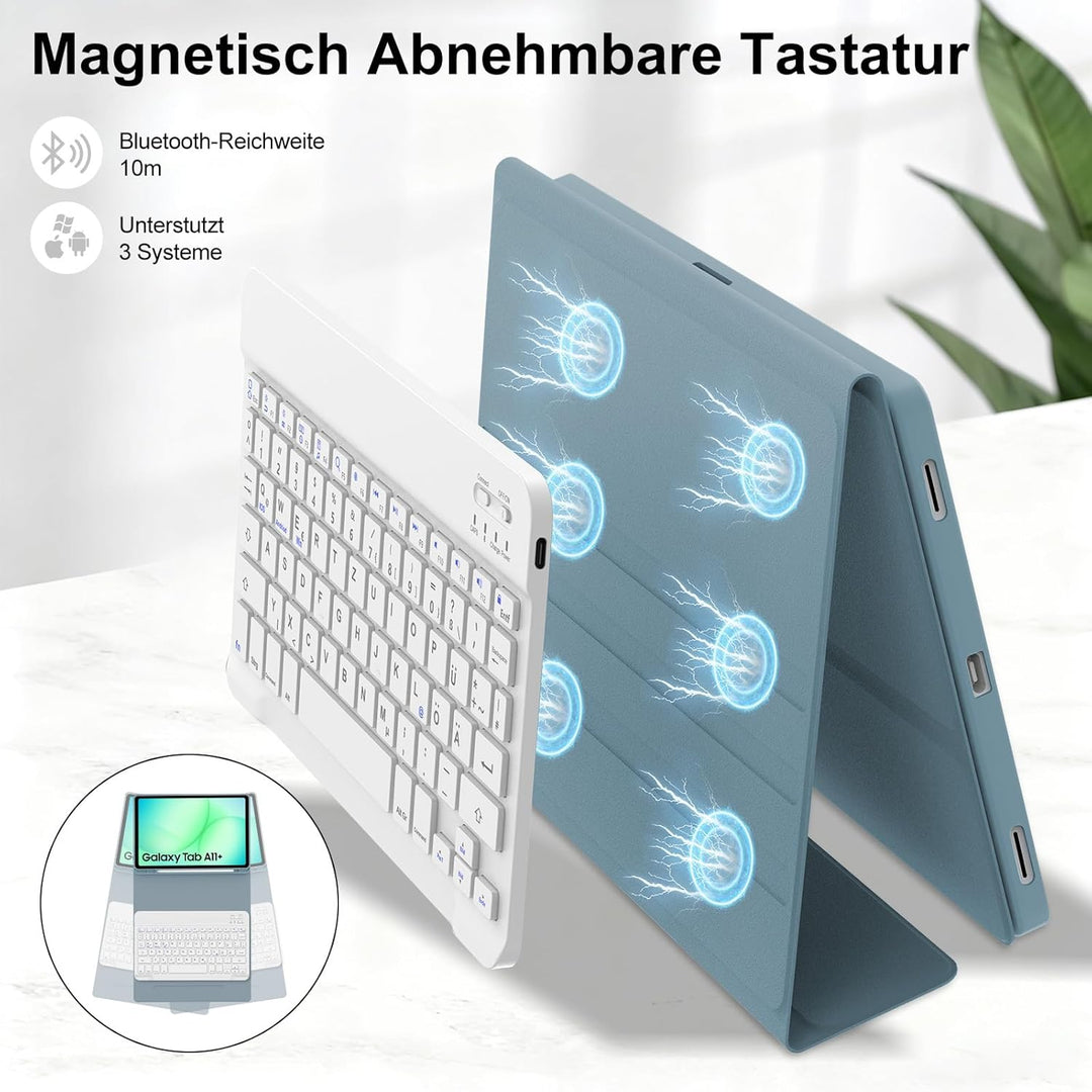 IVEOPPE Hülle mit Tastatur für Samsung Galaxy Tab A11 Plus 11 Zoll 2025, Tastatur für Samsung Teblet