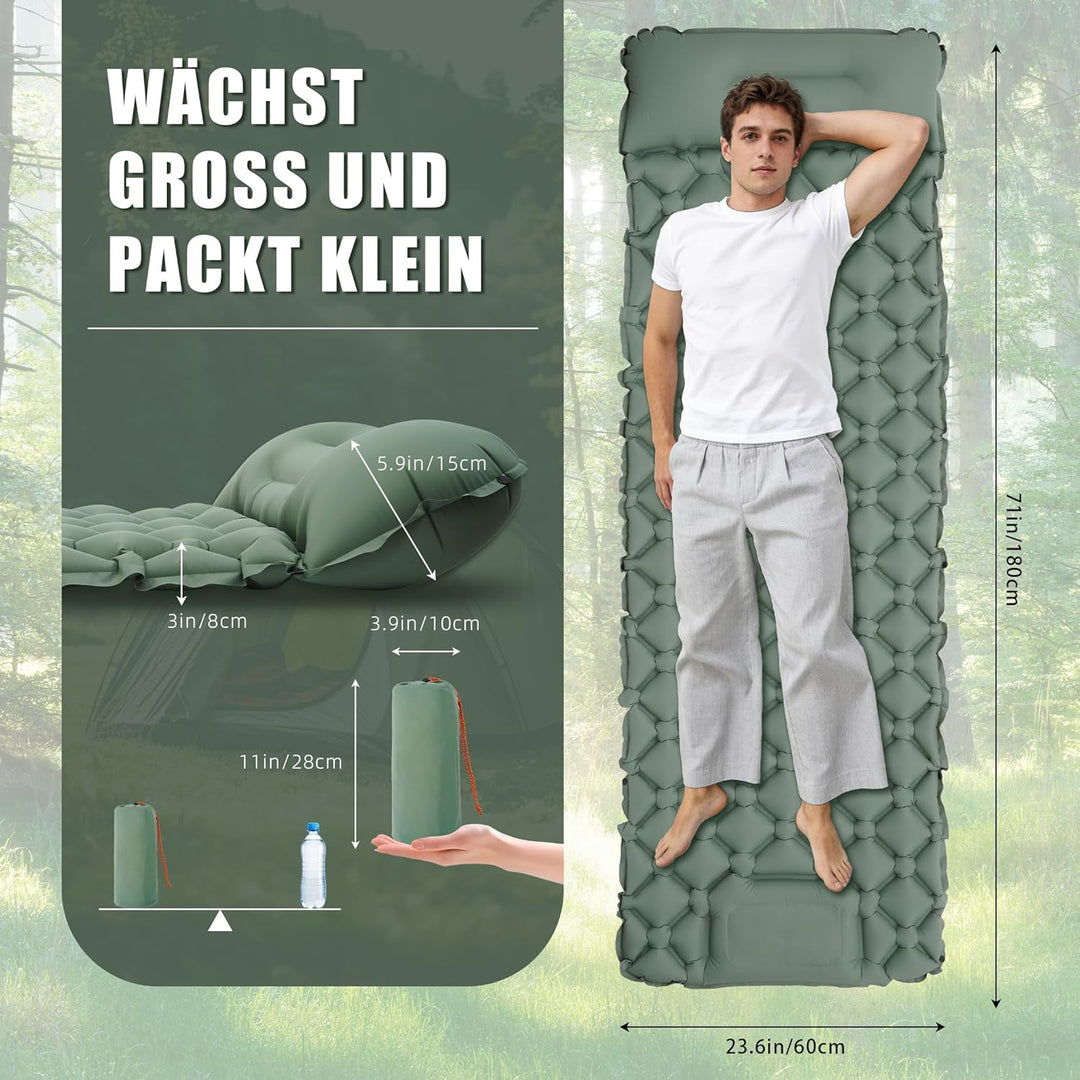 Isomatte Ultraleicht Luftmatratze für Camping – Ultraleichte Matratze mit Packsack Ideal für Trekkin