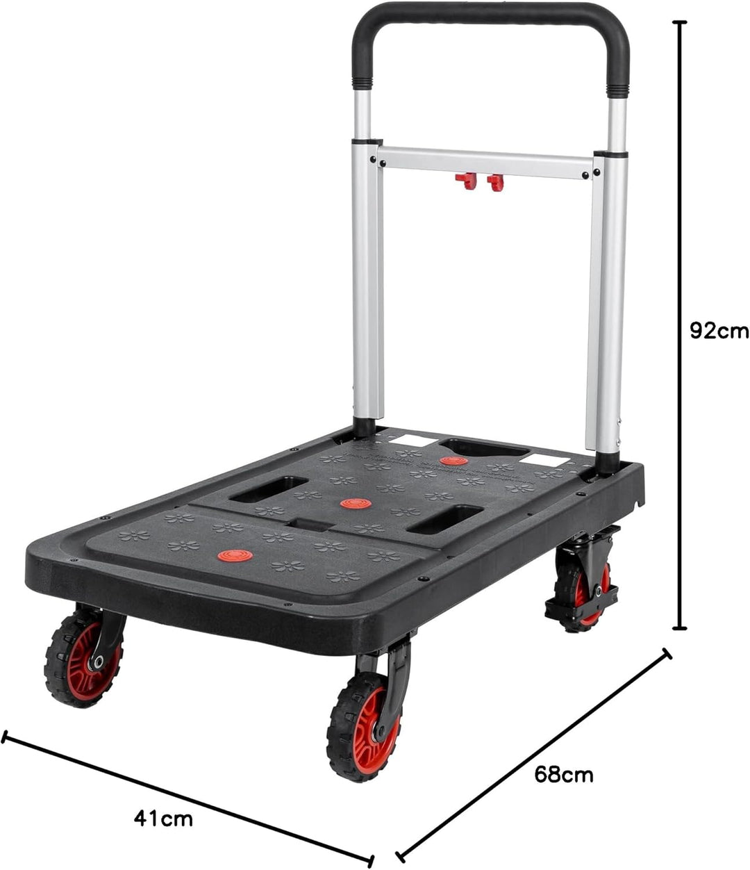 STIER Plattformwagen, Rollwagen, vollständig klappbar, Tragkraft 137 kg, 680 x 410 x 920/80 mm, 2 Le