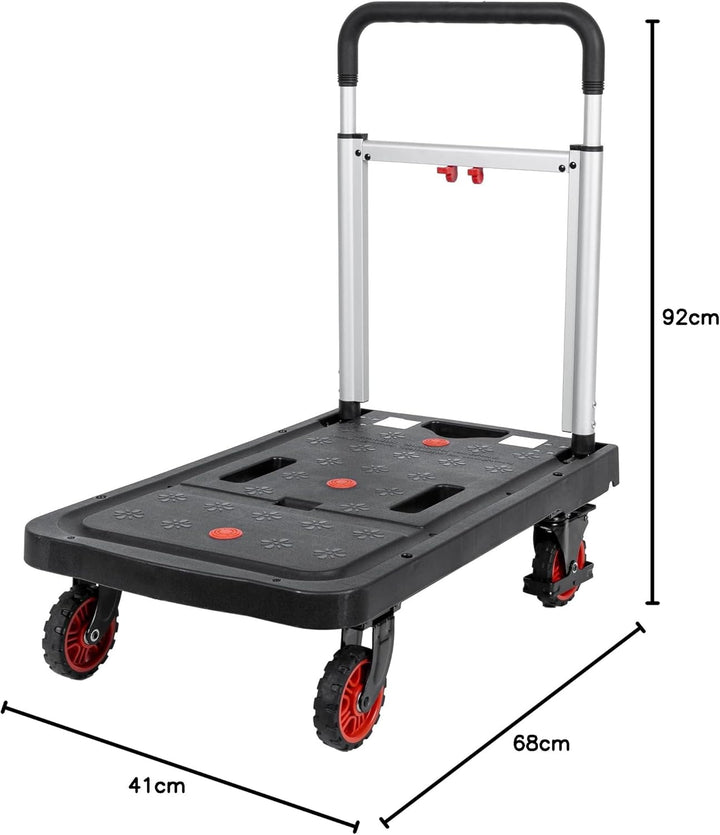 STIER Plattformwagen, Rollwagen, vollständig klappbar, Tragkraft 137 kg, 680 x 410 x 920/80 mm, 2 Le