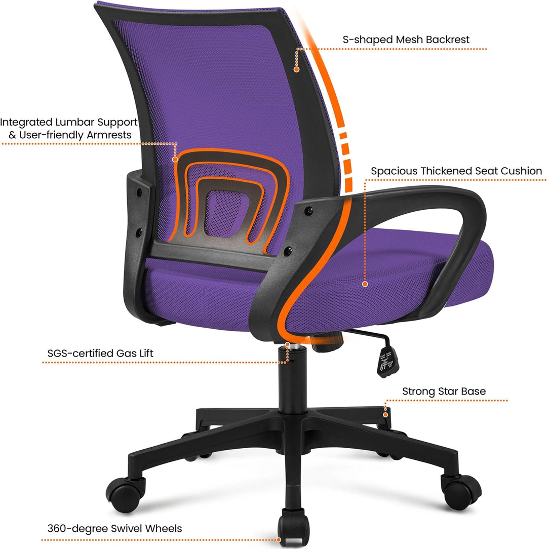Yaheetech Bürostuhl, Ergonomischer Schreibtischstuhl mit Netzbespannung und Armlehnen, Drehstuhl aus