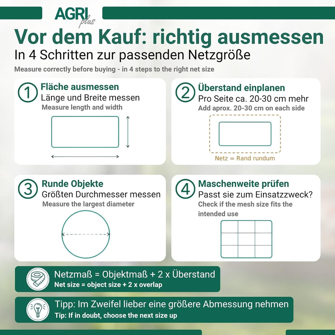 AGRI plus Poolnetz mit Ösen I 2,5 x 5 m I Verschiedene Masse I Engmaschiges Netz 0,8 x 0,8 mm I Abde