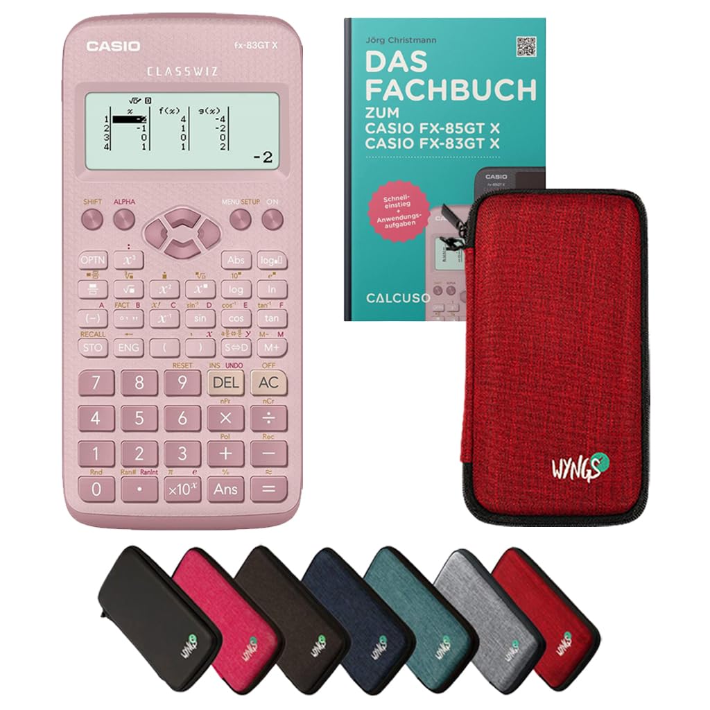 CALCUSO Standardpaket Rot mit Taschenrechner Casio FX-83GT X pink (Deutsch) Rot Casio FX 83 GT X pin
