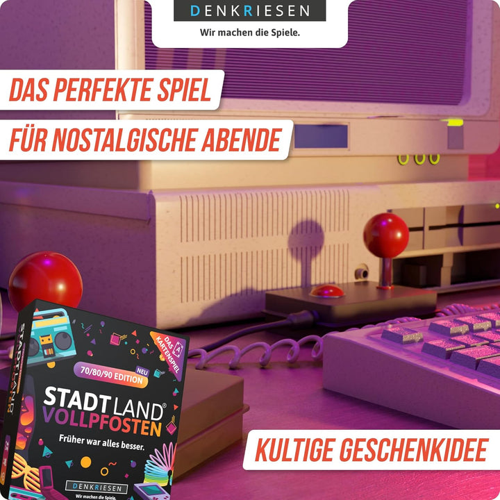 DENKRIESEN - Stadt Land Vollpfosten® – Das Kartenspiel - 70/80/90 Edition - &