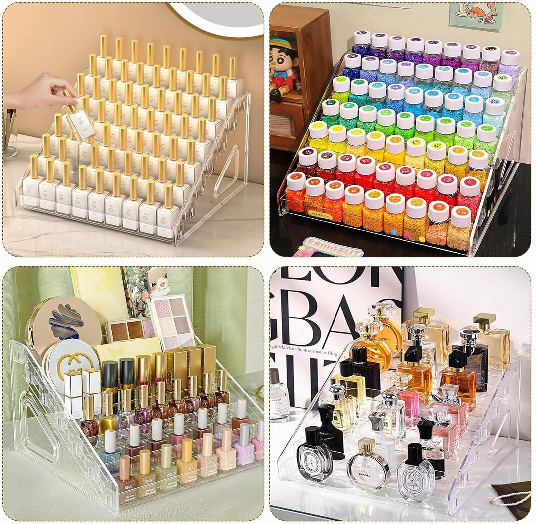 2 Stück 7 Schichten Nagellack Aufbewahrung, Acryl Nagellack Organizer Transparent Lippenstiftständer