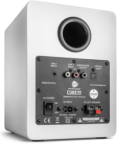 Wavemaster CUBE MINI white - Regallautsprecher-System (36 Watt) mit Bluetooth-Streaming, Digitalansc