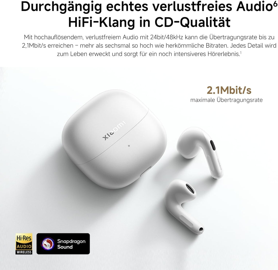 XIAOMI Buds 6 True-Wireless-Ohrhörer, Geräuschunterdrückung mit 3 Mikrofonen, Harman AudioEFX, 3-Fac
