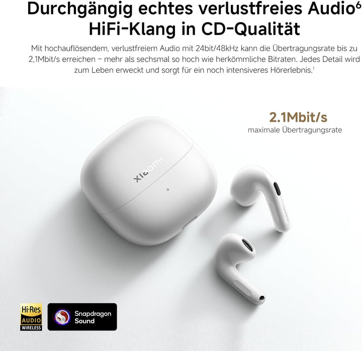XIAOMI Buds 6 True-Wireless-Ohrhörer, Geräuschunterdrückung mit 3 Mikrofonen, Harman AudioEFX, 3-Fac
