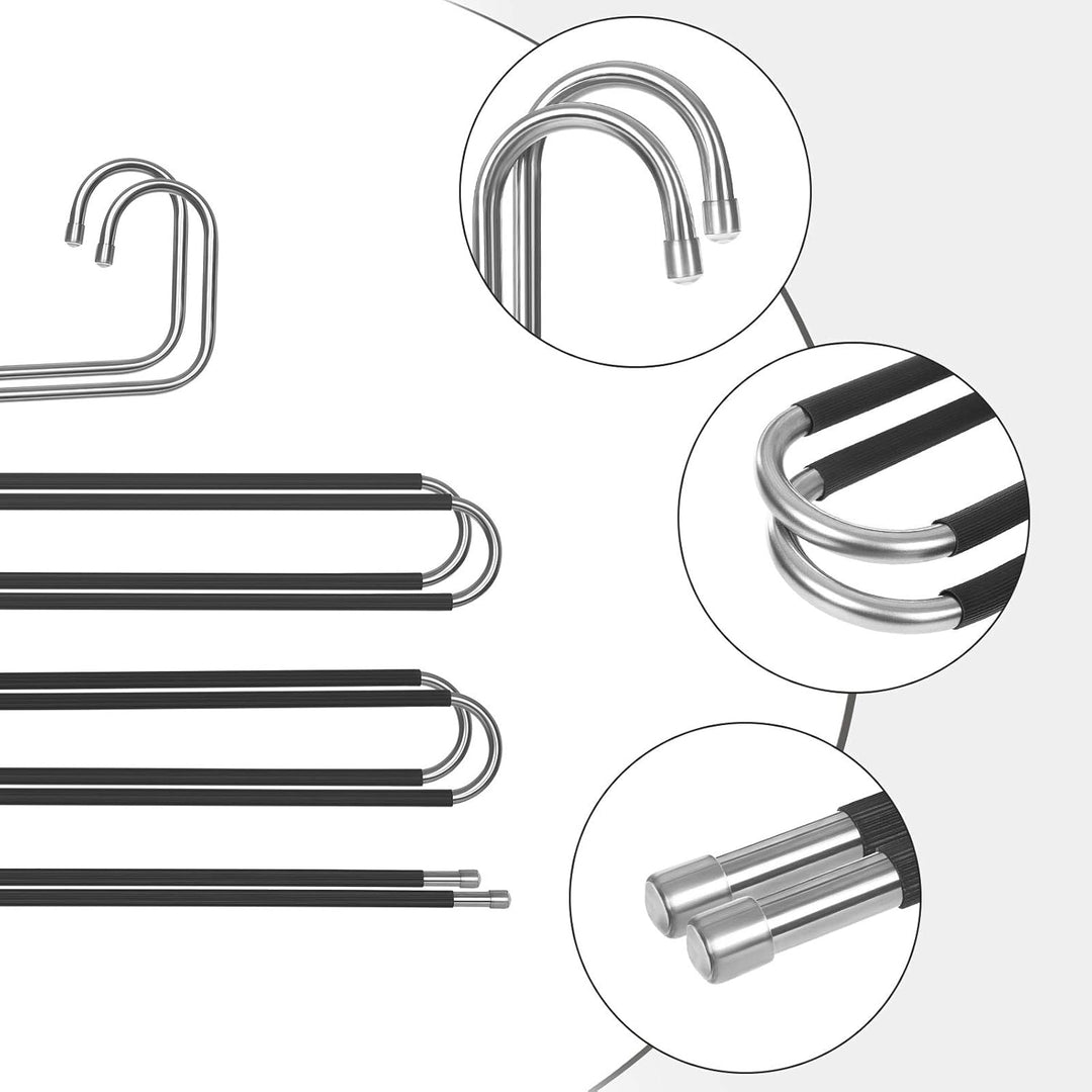 SONGMICS HosenbÜgel platzsparend, 6er Set, Mehrfach-KleiderbÜgel aus Metall, fÜr je 5 Hosen, S-Form,