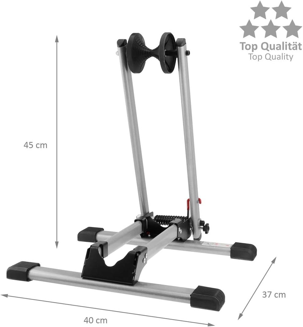 2x WELLGRO Fahrradständer - für Vorderrad oder Hinterrad, Stahl, silber, platzsparend zusammenklappb