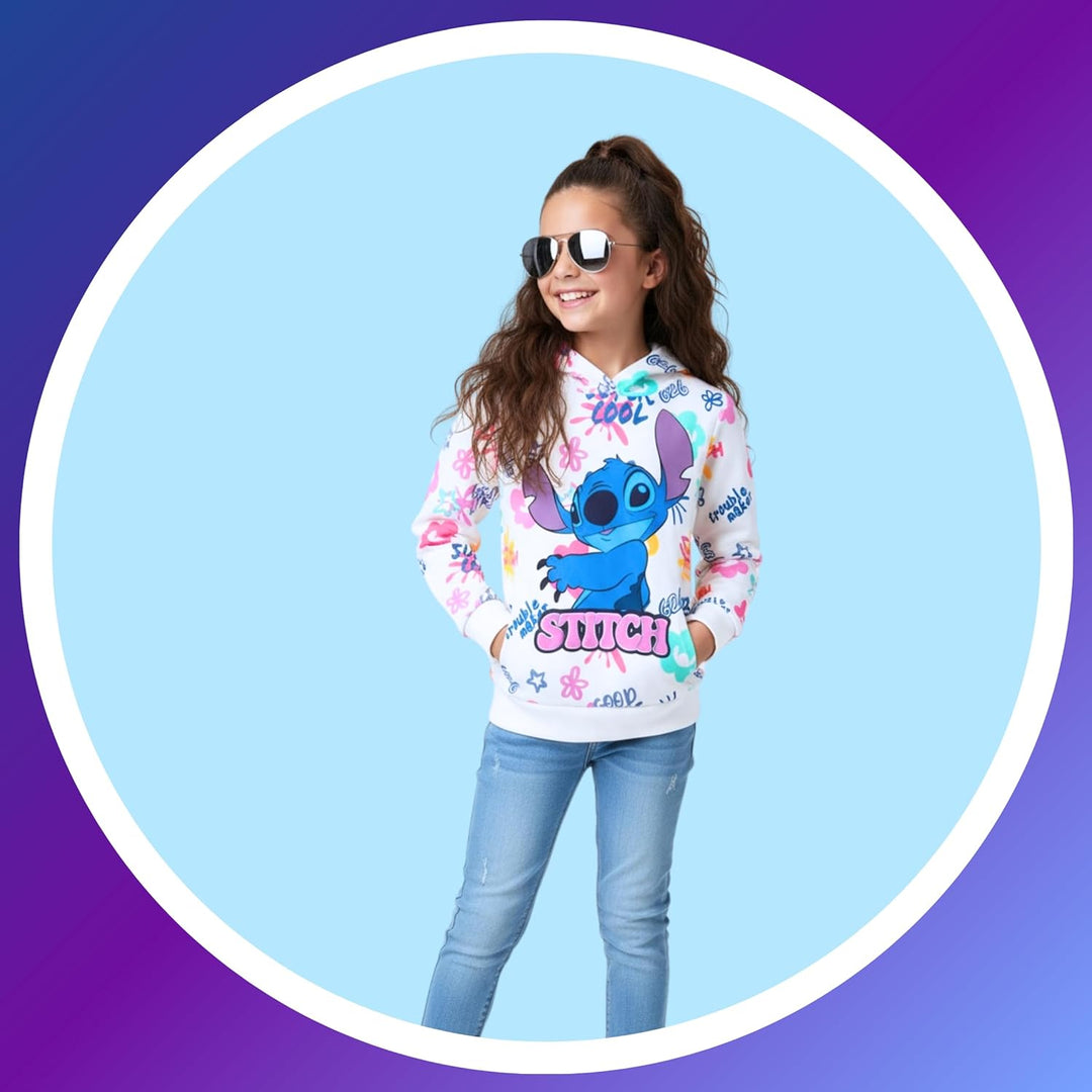 Disney Stitch Mädchen Kapuzenpullover, Design Weiches Textil Sweatshirt, Pullover für Mädchen, Gröss