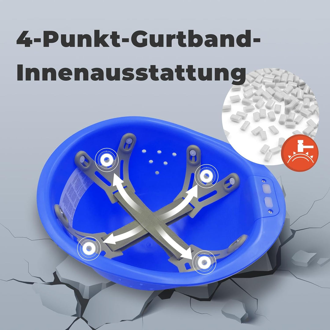 Bauhelm EN397, Mustbau Sicherheitsheilm, Arbeitshelm Schutzhelm für 53-65 cm Kopfumfang verstellbar,