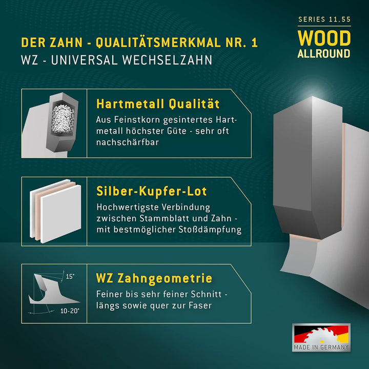 Bayerwald - HM Tischkreissägeblätter - Ø 254 mm x 2,8 mm x 30 mm | Wechselzahn | Kombinebenlöcher fü