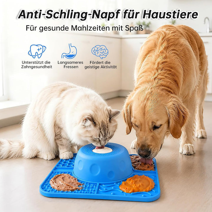 Anti Schling Napf &amp; Schleckmatte für Hunde, für flüssige Leckerlis, M
