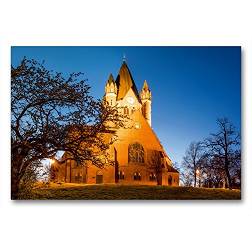 Premium Textil-Leinwand 90 x 60 cm Quer-Format Pauluskirche in Halle-Saale | Wandbild, HD-Bild auf K